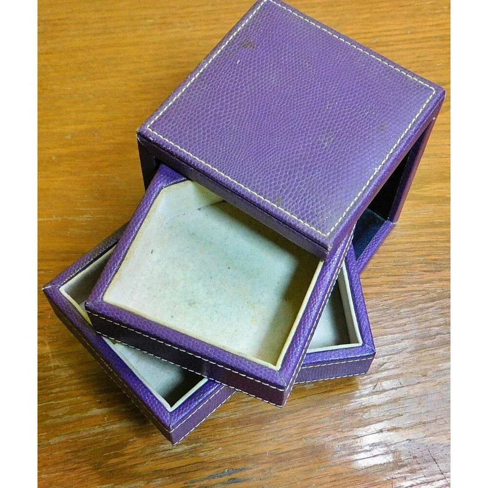 Vintage Faux Leather Purple Jewelry Box